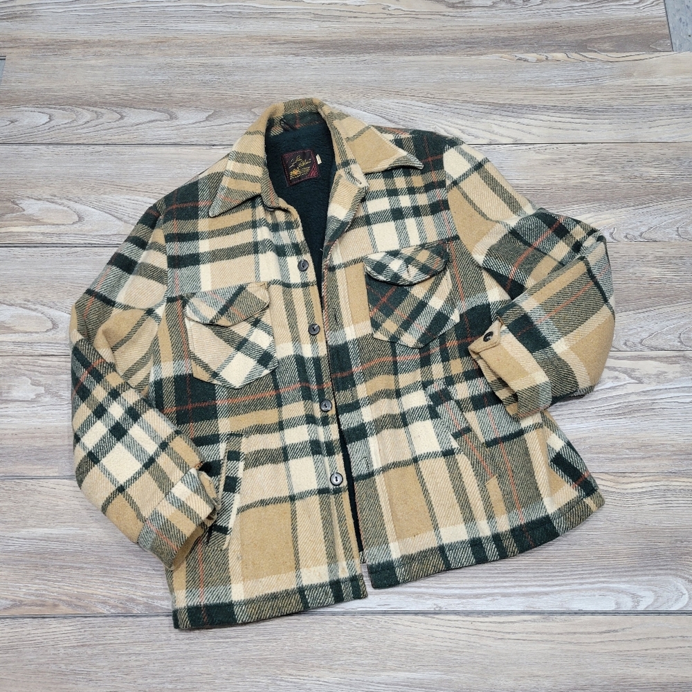 Vintage John Blair Plaid Winter Jacket Mens Size Large Green And Tan - Picture 7 of 8